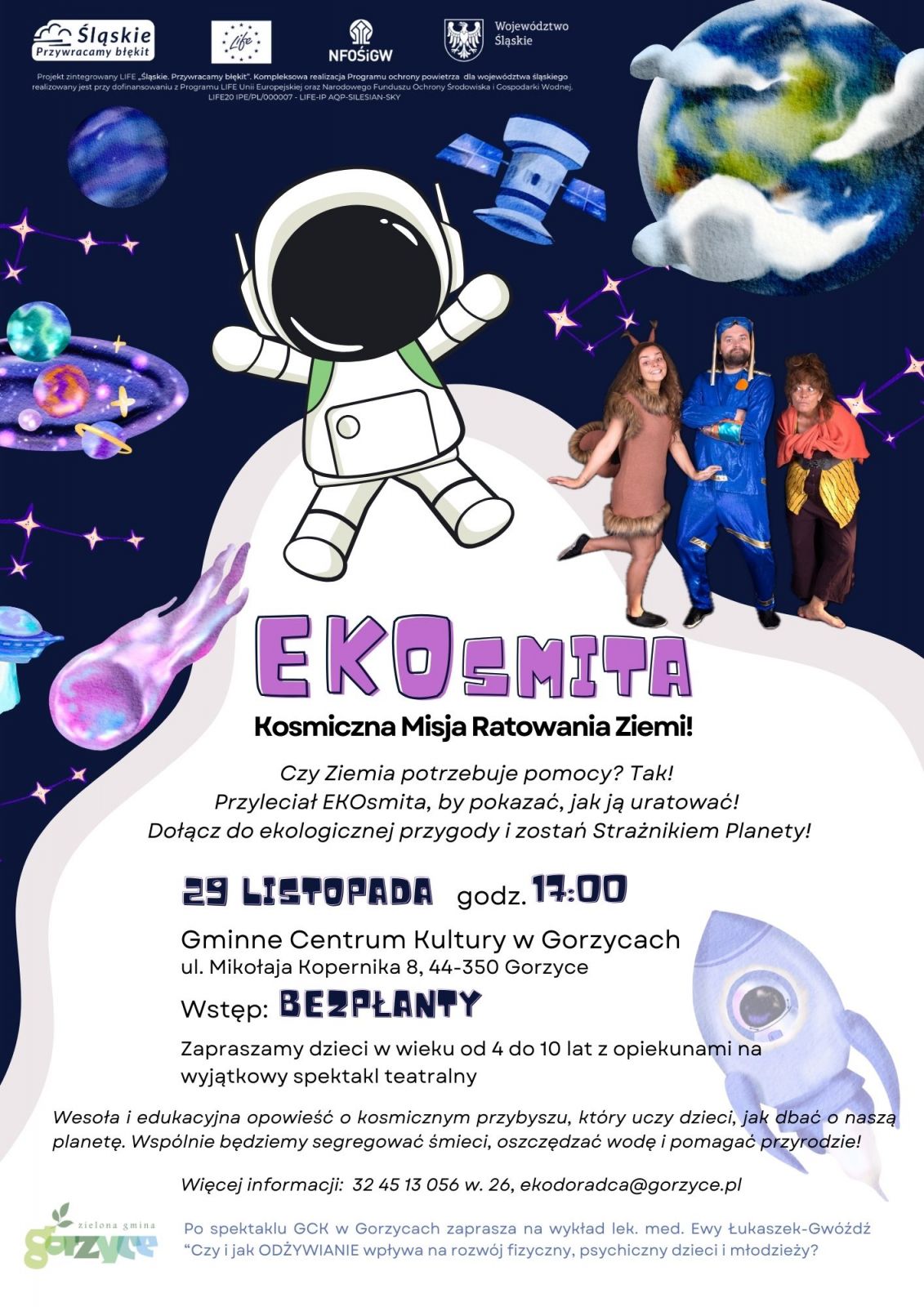 plakat zapraszający na spektakl ekosmita