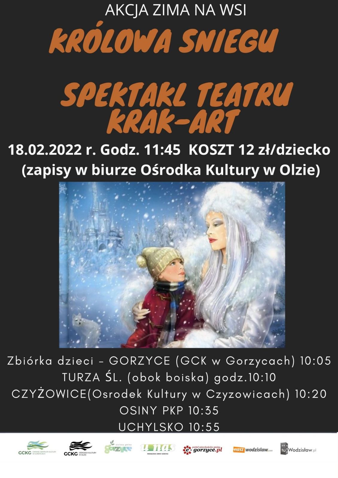 zaproszenie na udział w spektaklu pt. Królowa Śniegu zaproszenie na udział w spektaklu pt. Królowa Śniegu